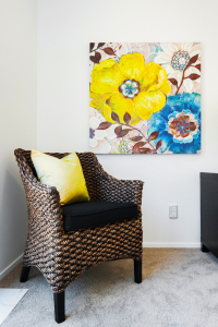 Home staging with cushions and wall art